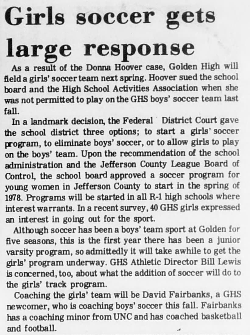 Golden Transcript clipping: Girls soccer gets large response
