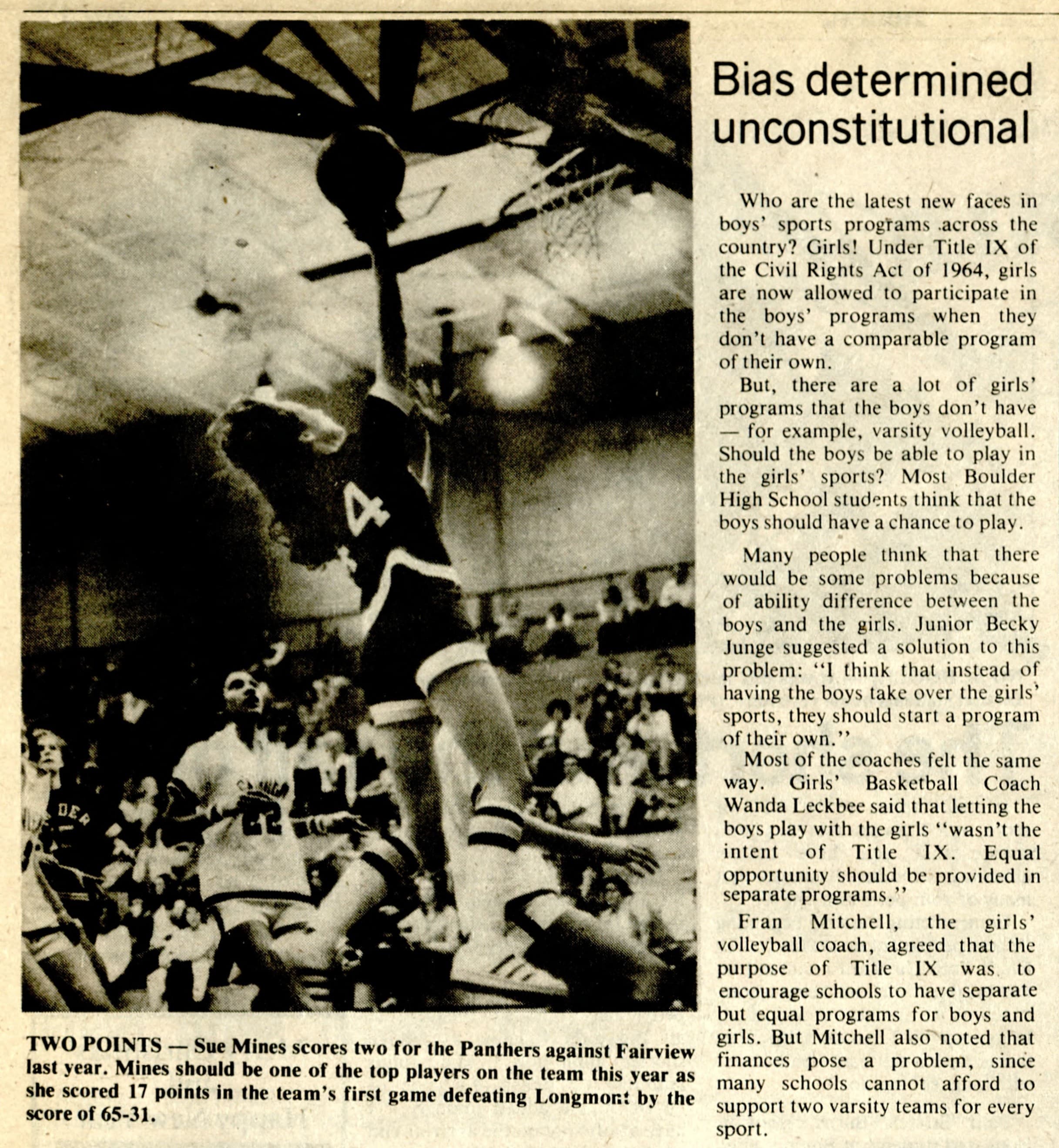 Boulder Owl clipping on bias ruled unconstitutional in the wake of girls sports equity fights