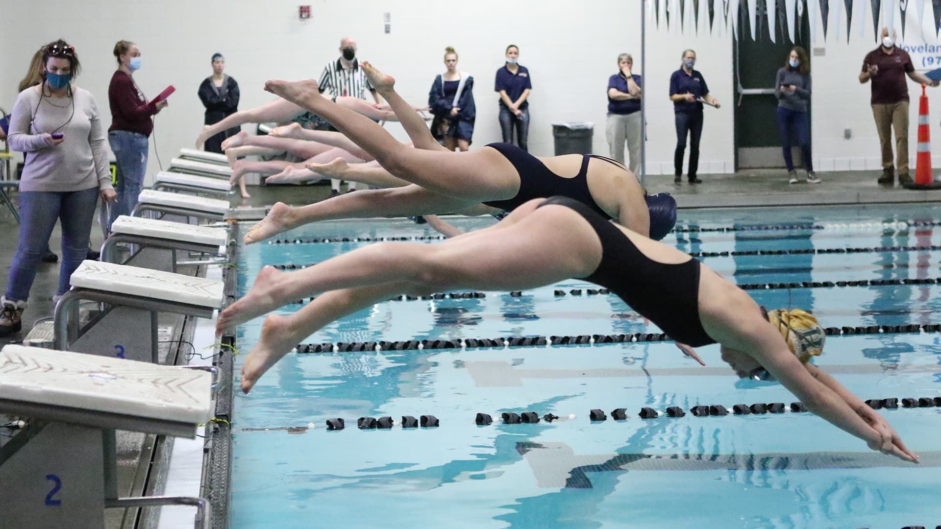 Girls swimming