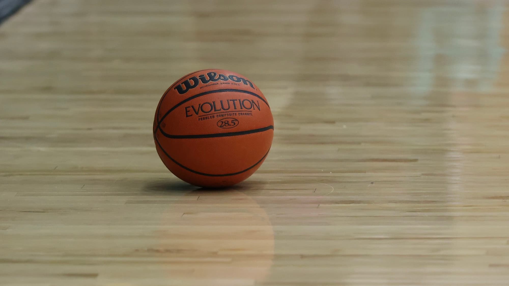 Generic basketball on court