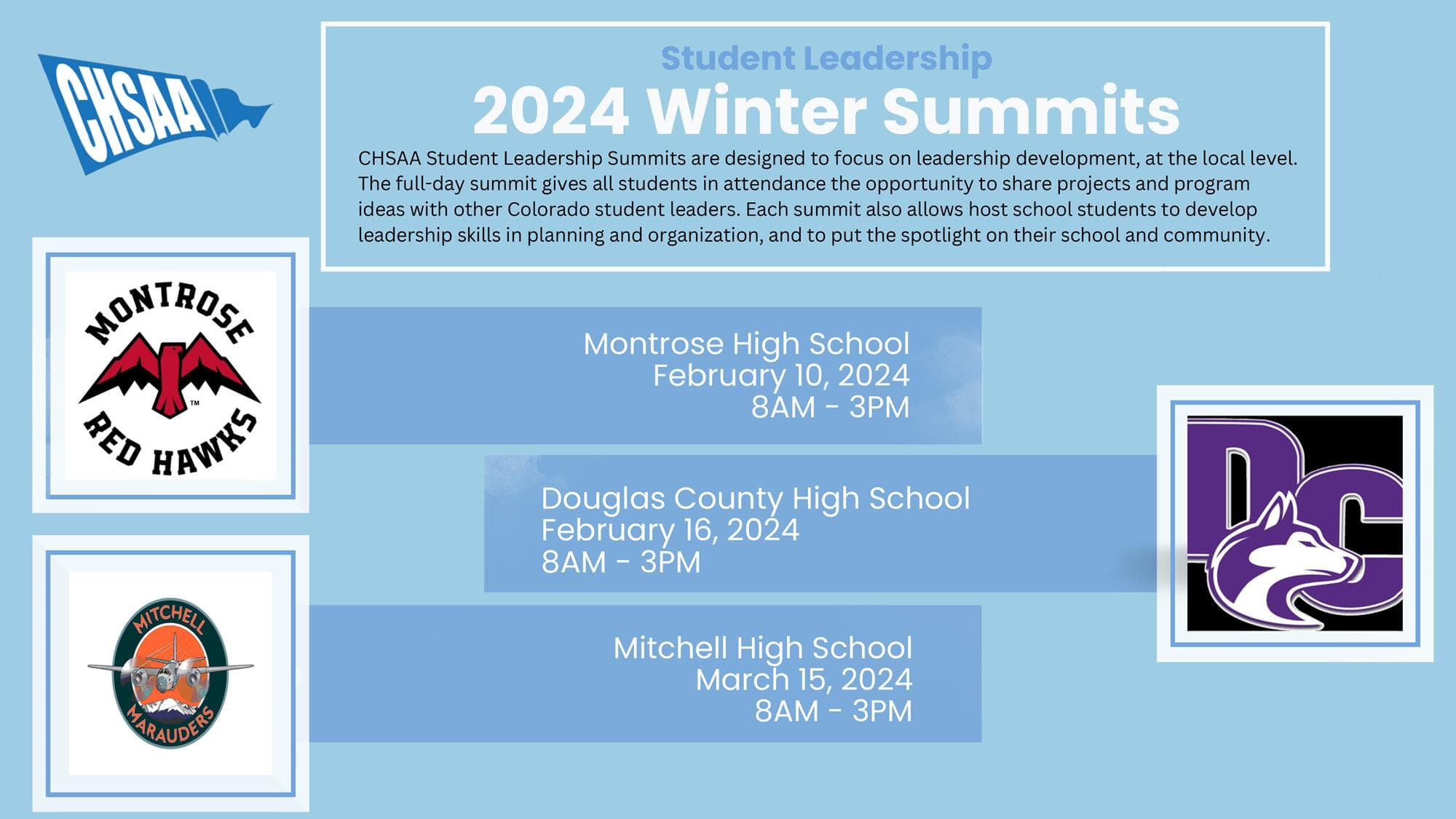 CHSAA Winter Summit dates graphic