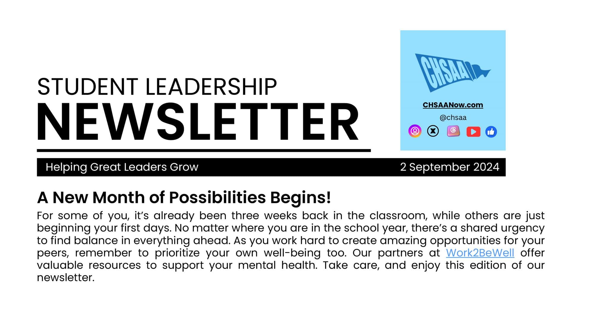 Student Leadership Newsletter graphic - Sept 2024