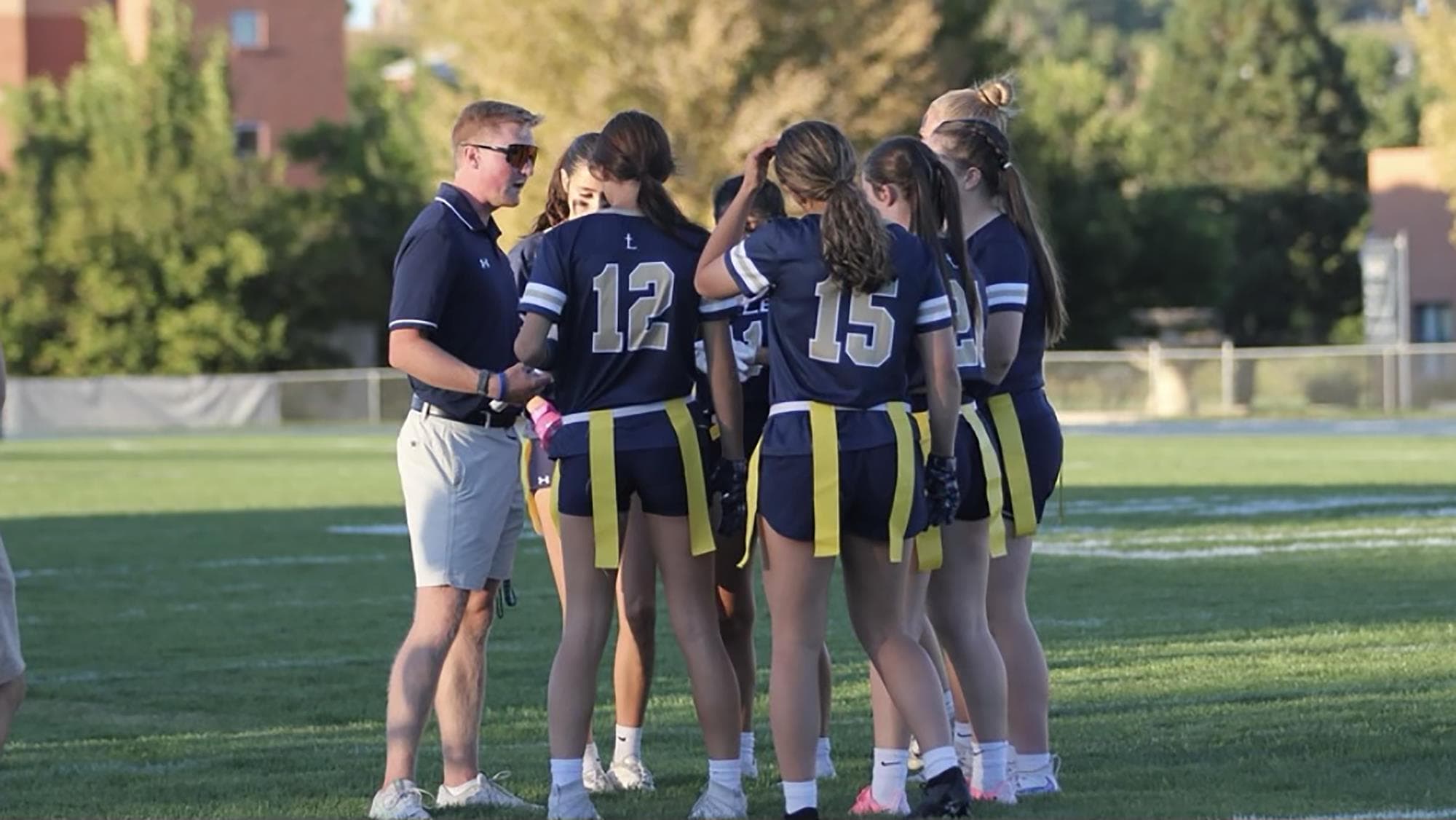 Mullen flag football with head coach Mitch Hulse