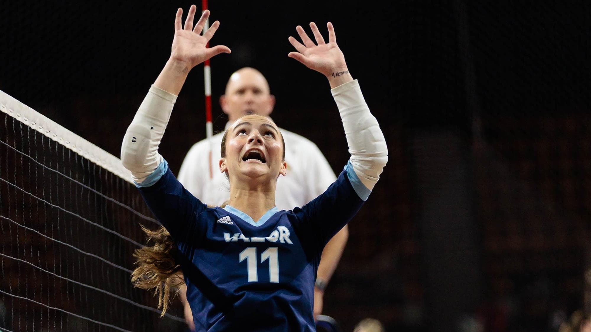 Chloe Elarton of Valor Christian setting in volleyball match