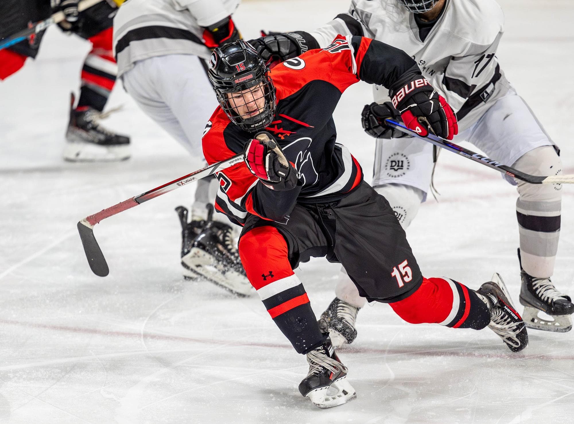Jacob Stockdill skates for Glenwood Springs in a 2024-25 game.