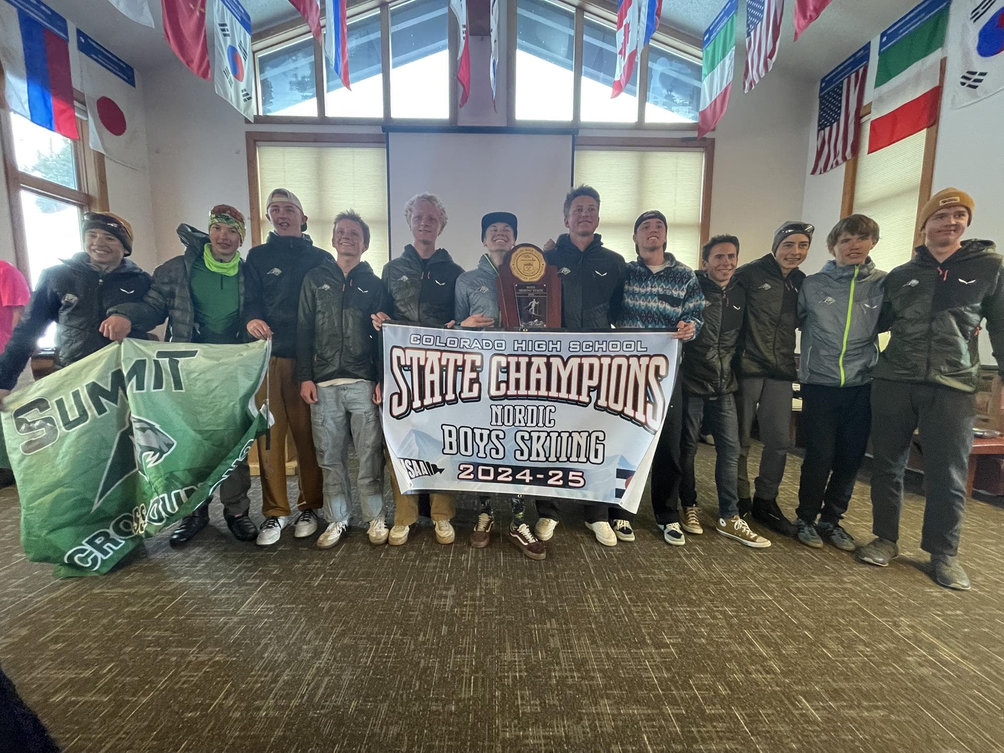 Summit boys Nordic team photo after winning the 2025 state championship.