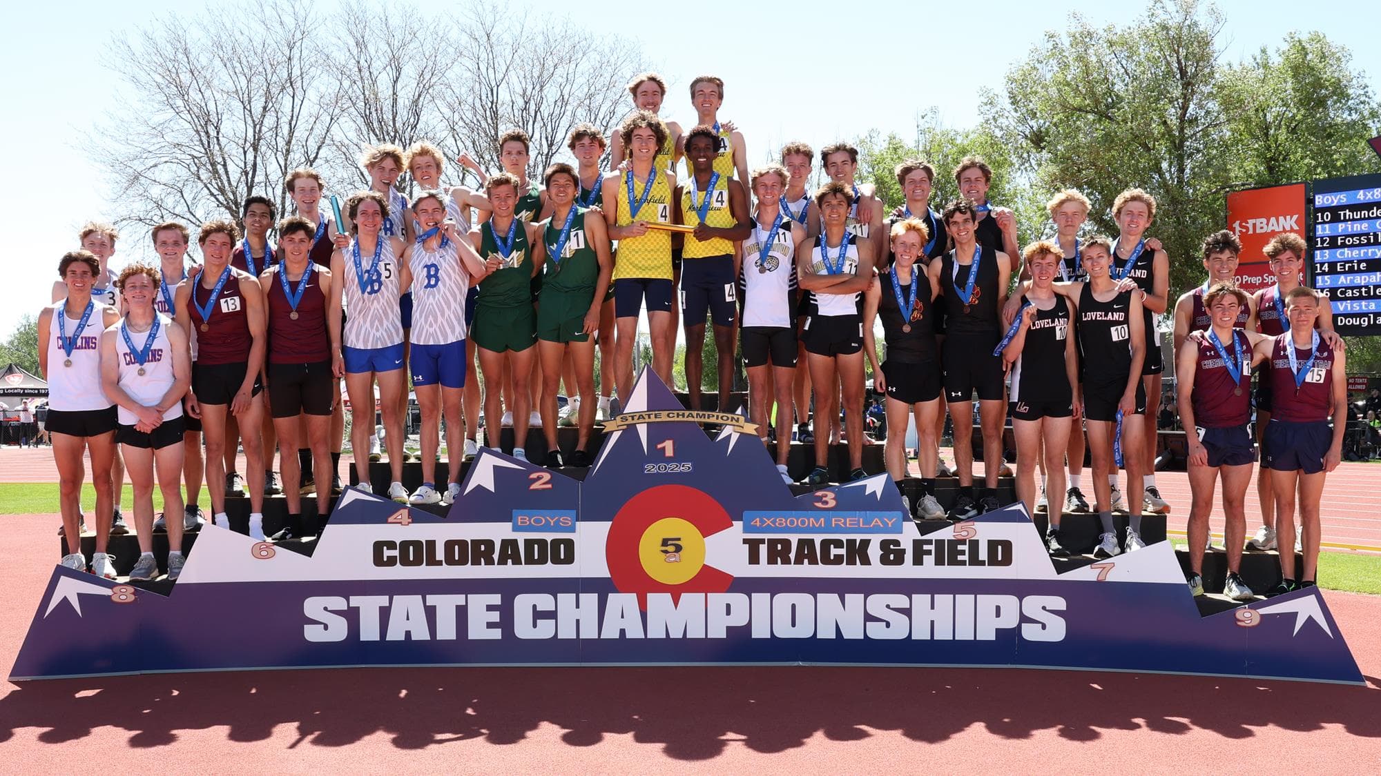 2025 5A Boys 4x800m Relay Podium