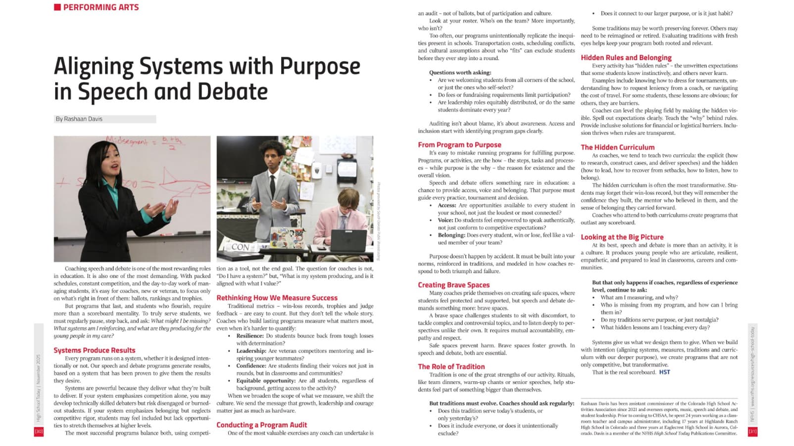 High School Today - Speech & Debate story, November 2025