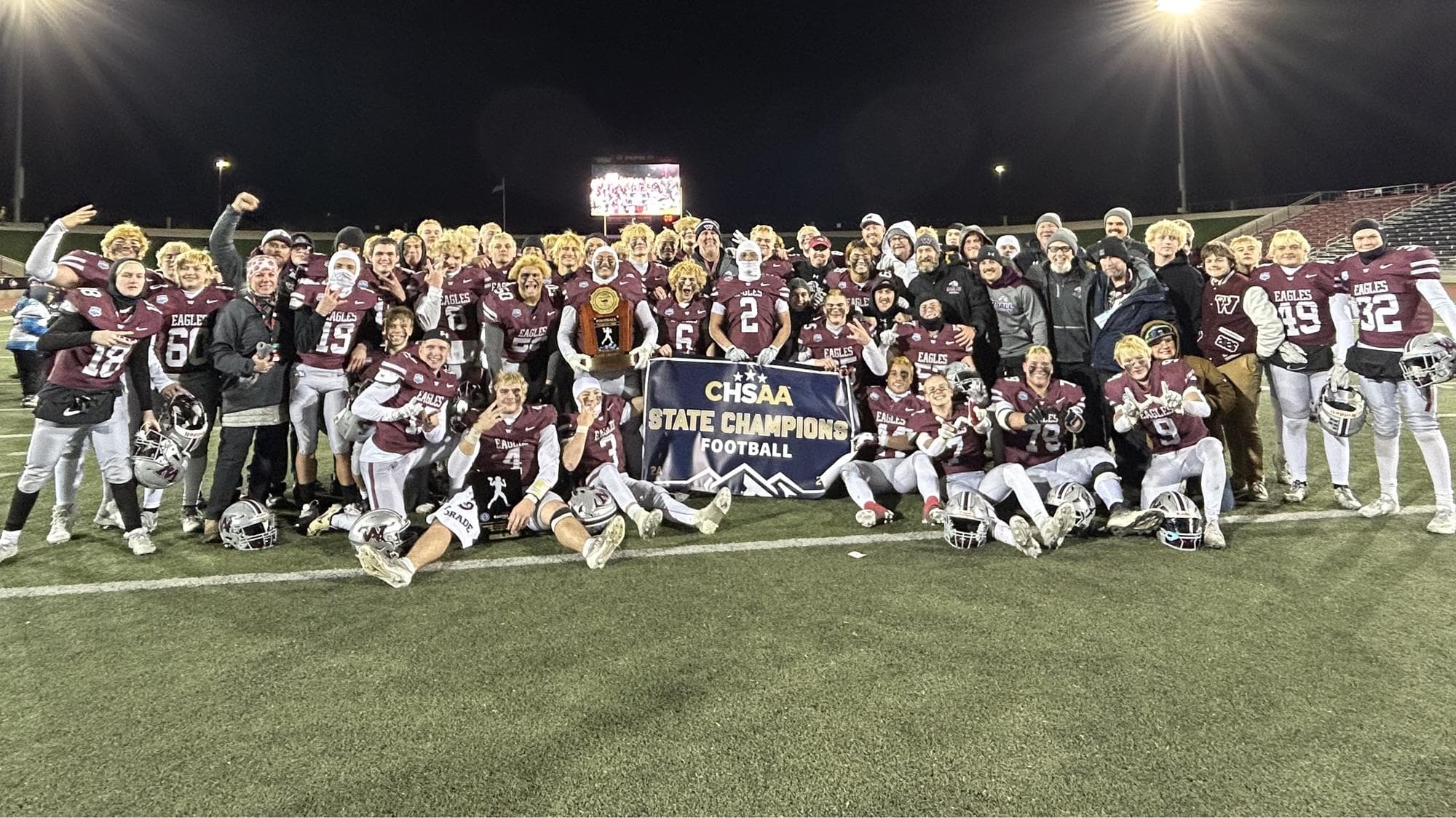 Wellington team photo after winning the 2A football state championship
