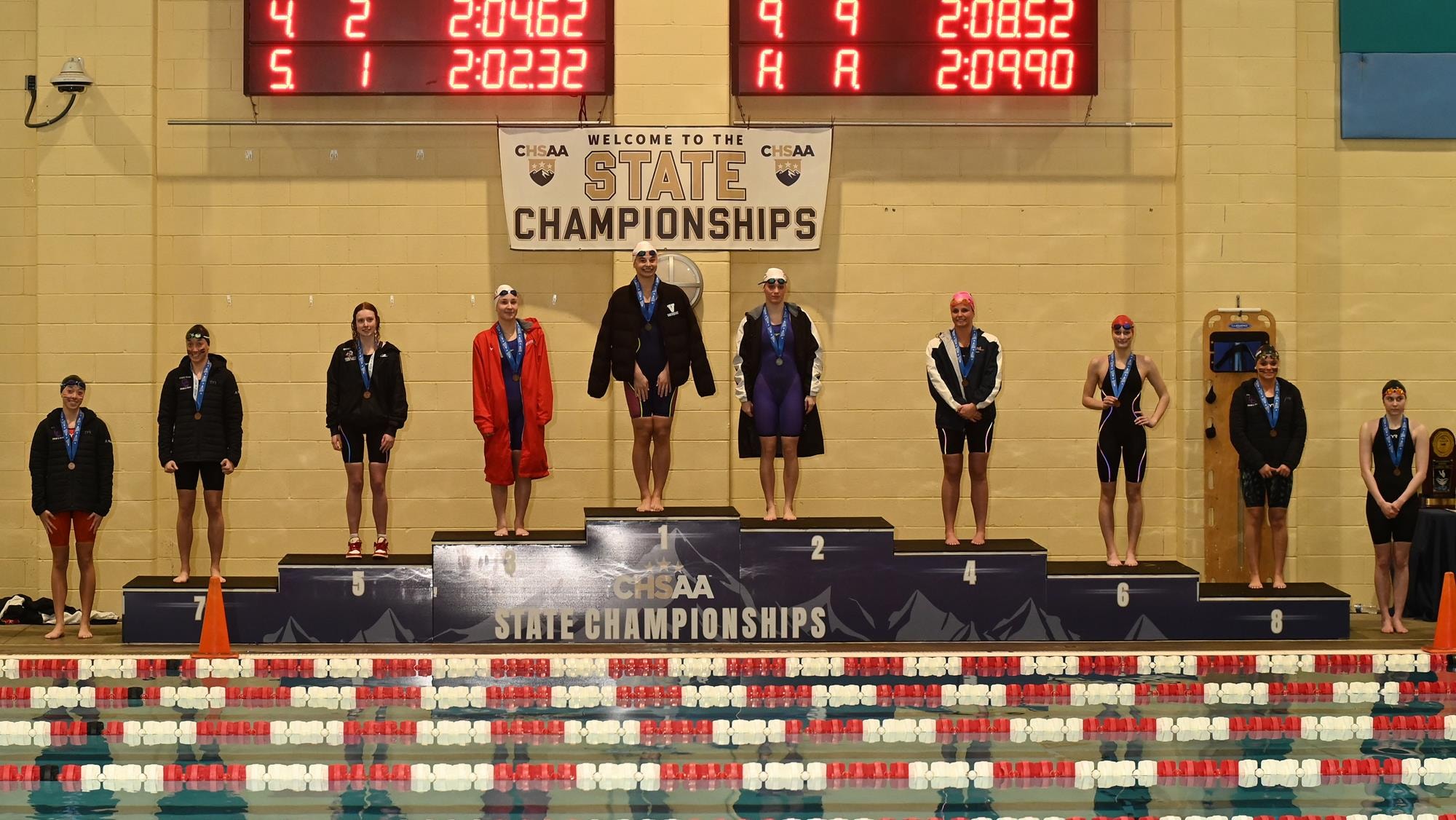 Girls Swimming State Championship Podium