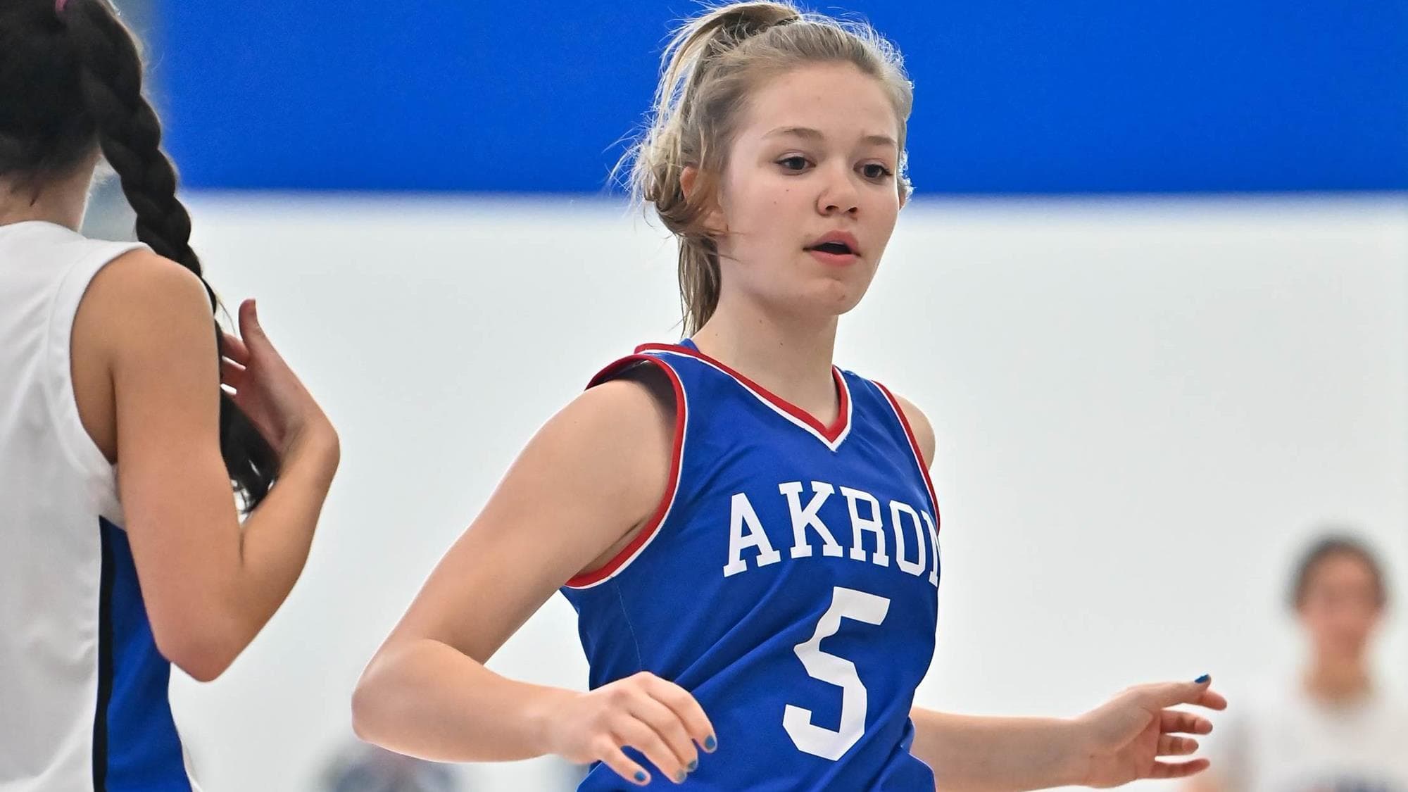 Taylor Benish of Akron in a basketball game