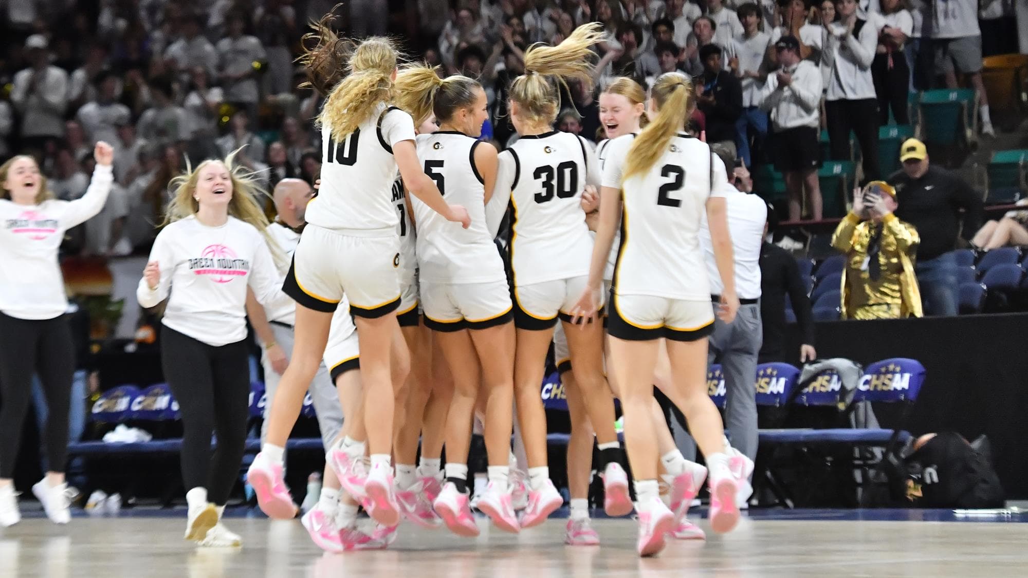 Green Mountain girls basketball celebration