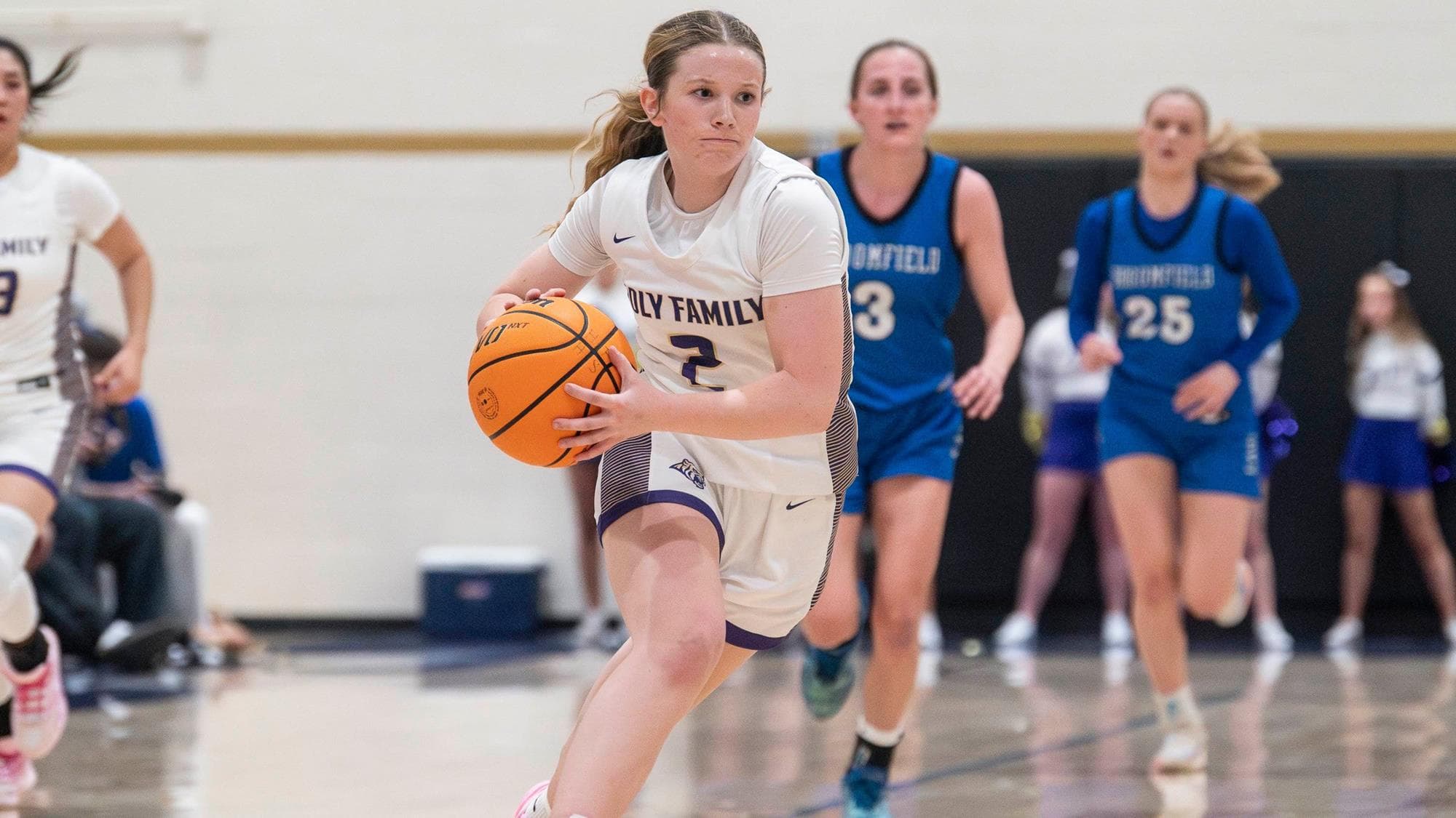 Gracie Ward of Holy Family on the fast break