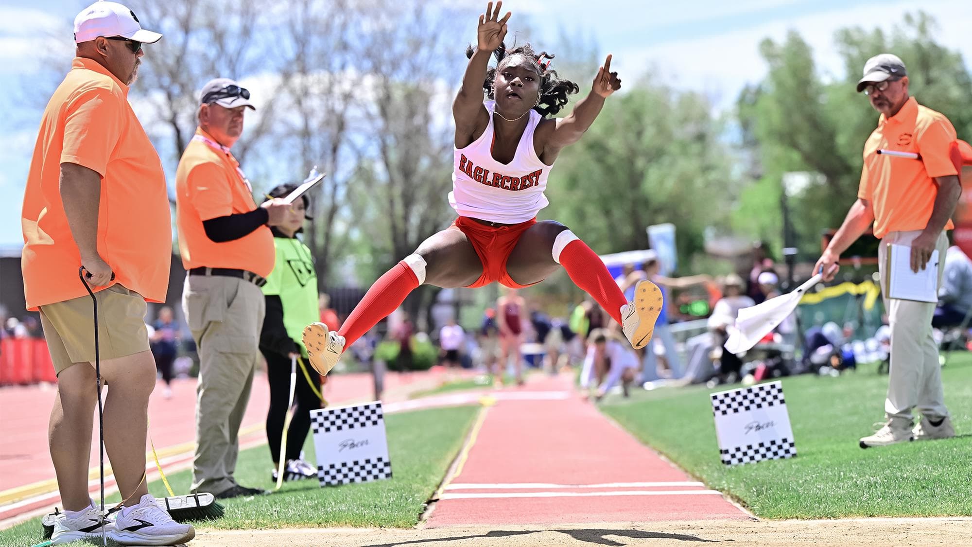 Zenobia Witt competing in the long jump
