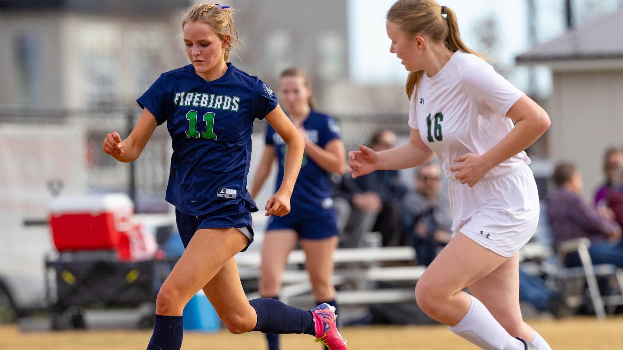 Gwennie Dow of Windsor Charter Academy playing soccer