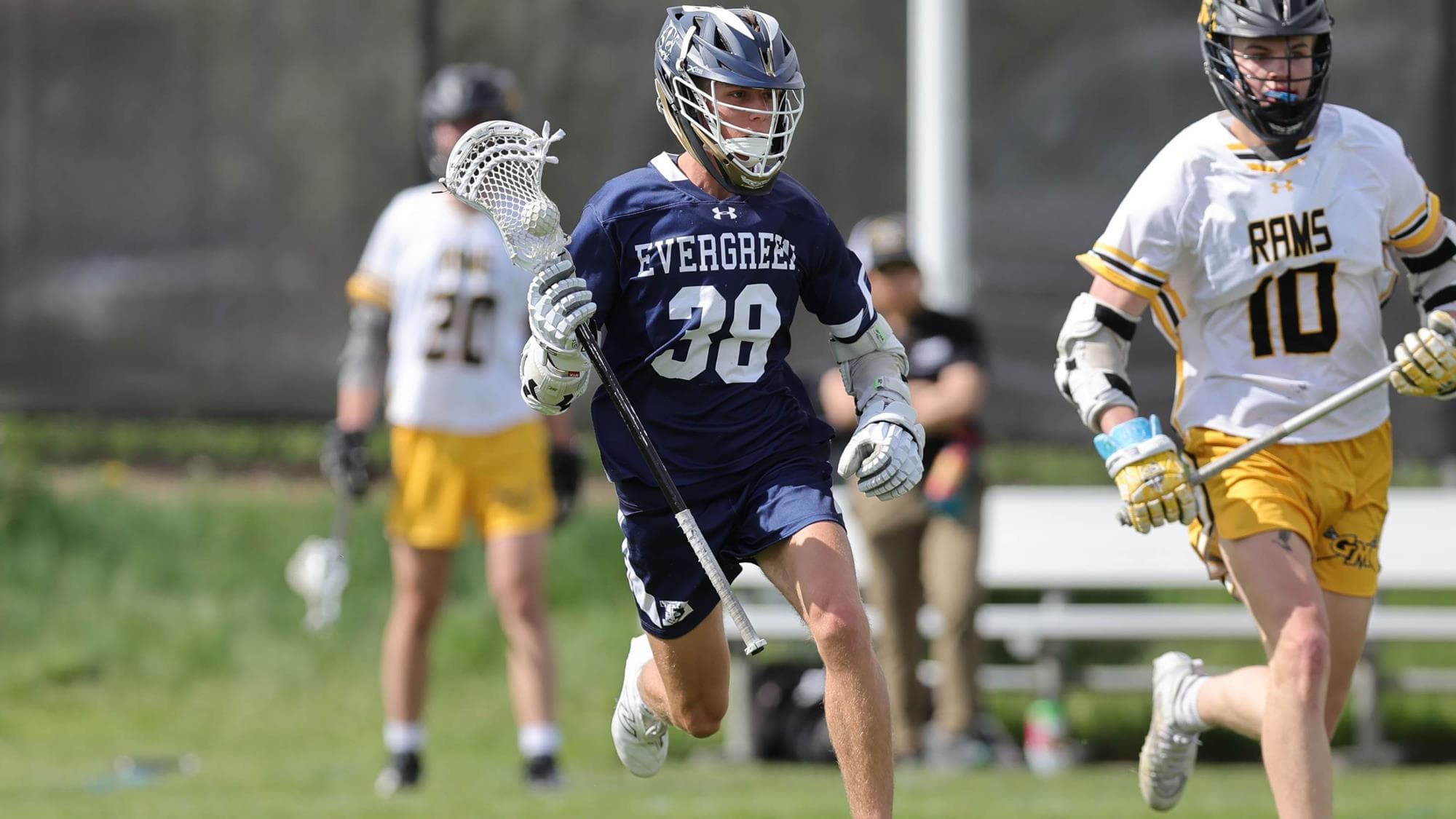 Evergreen's Emmett Windley playing lacrosse