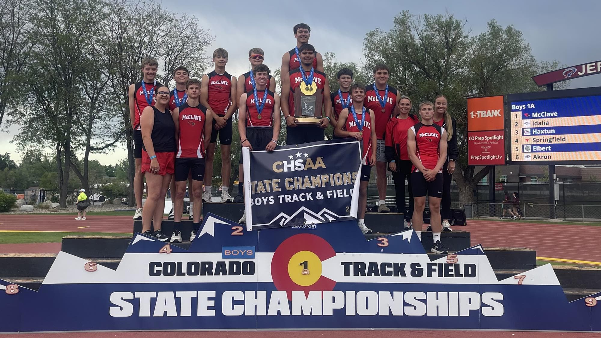 McClave team photo after winning the 1A state track & field championship