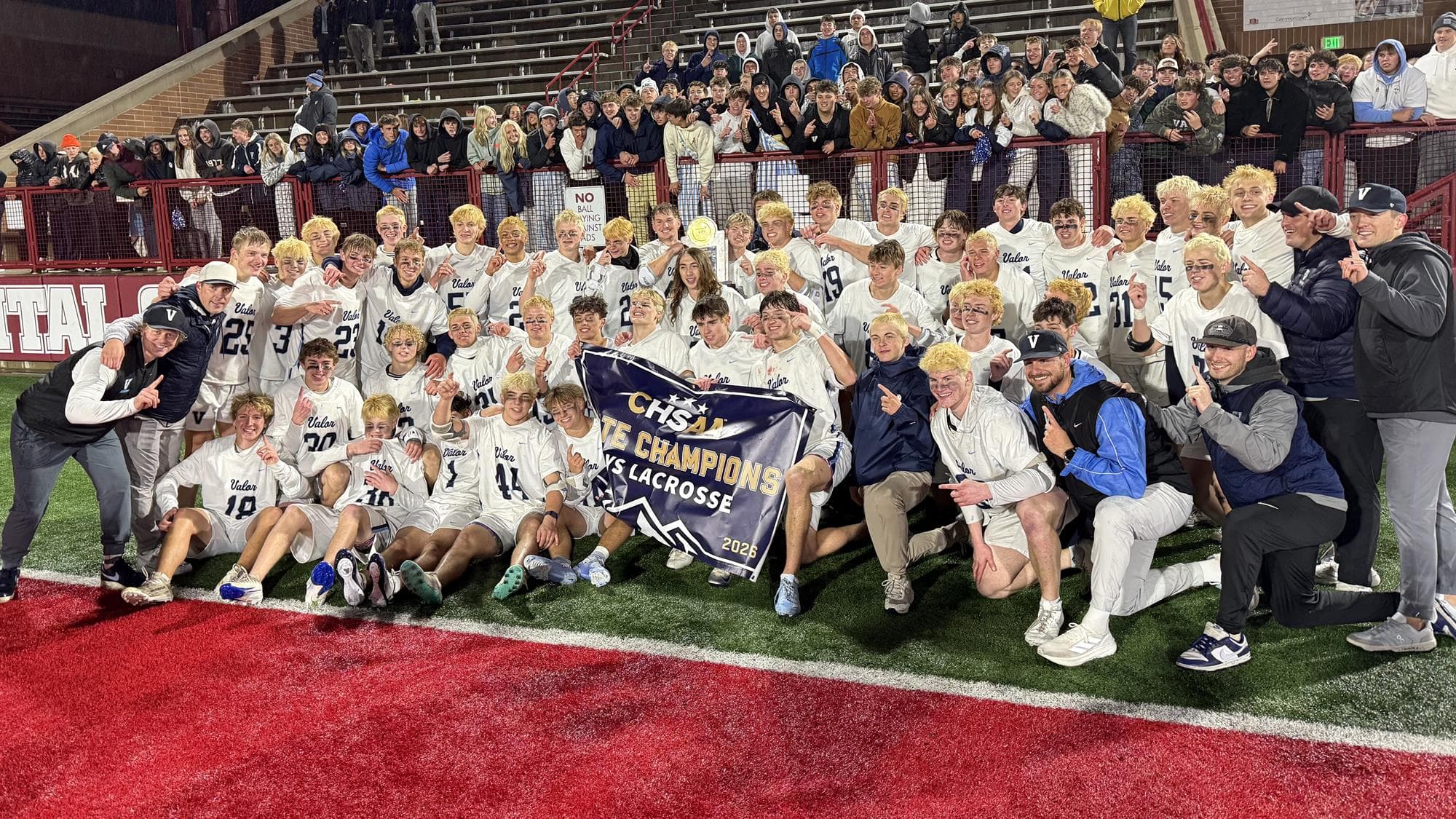 5A Boys Lacrosse - Valor Christian team photo after winning the state championship