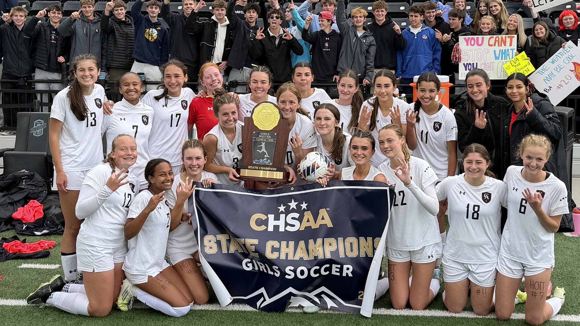 3A girls soccer - Colorado Academy team photo after winning the state championship