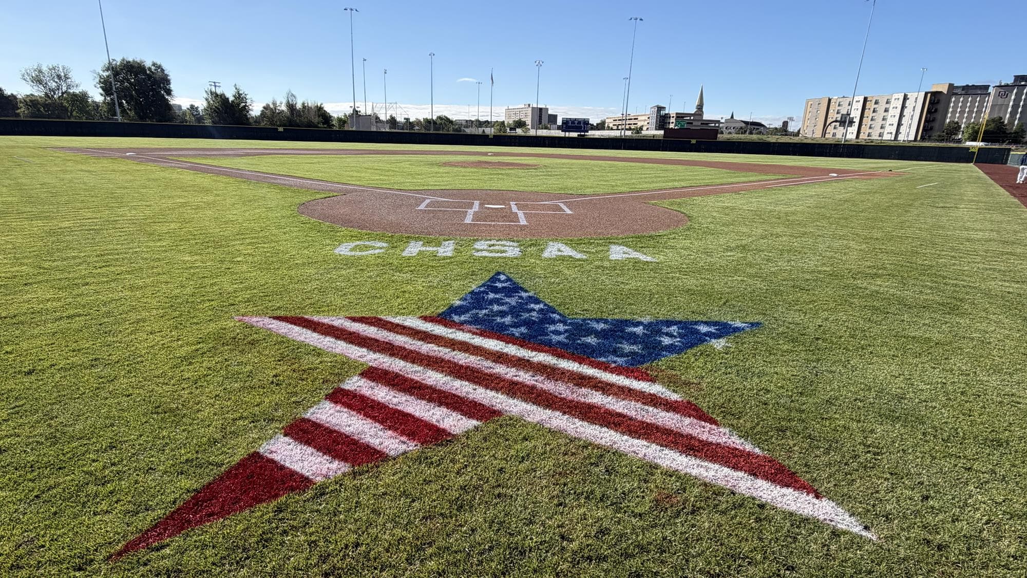 Baseball field CHSAA with flag star