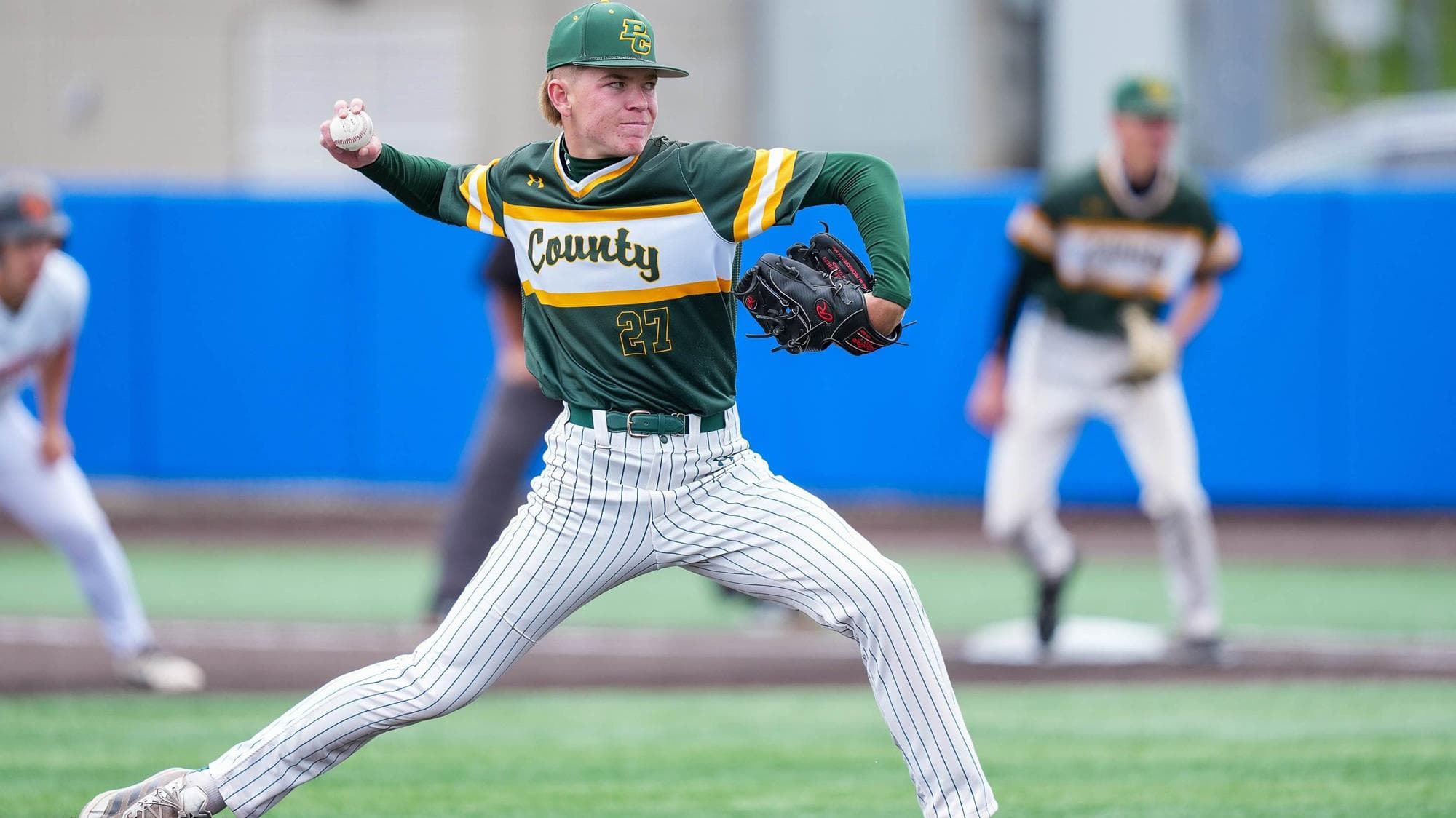 Blake Swift of Pueblo County pitching a baseball