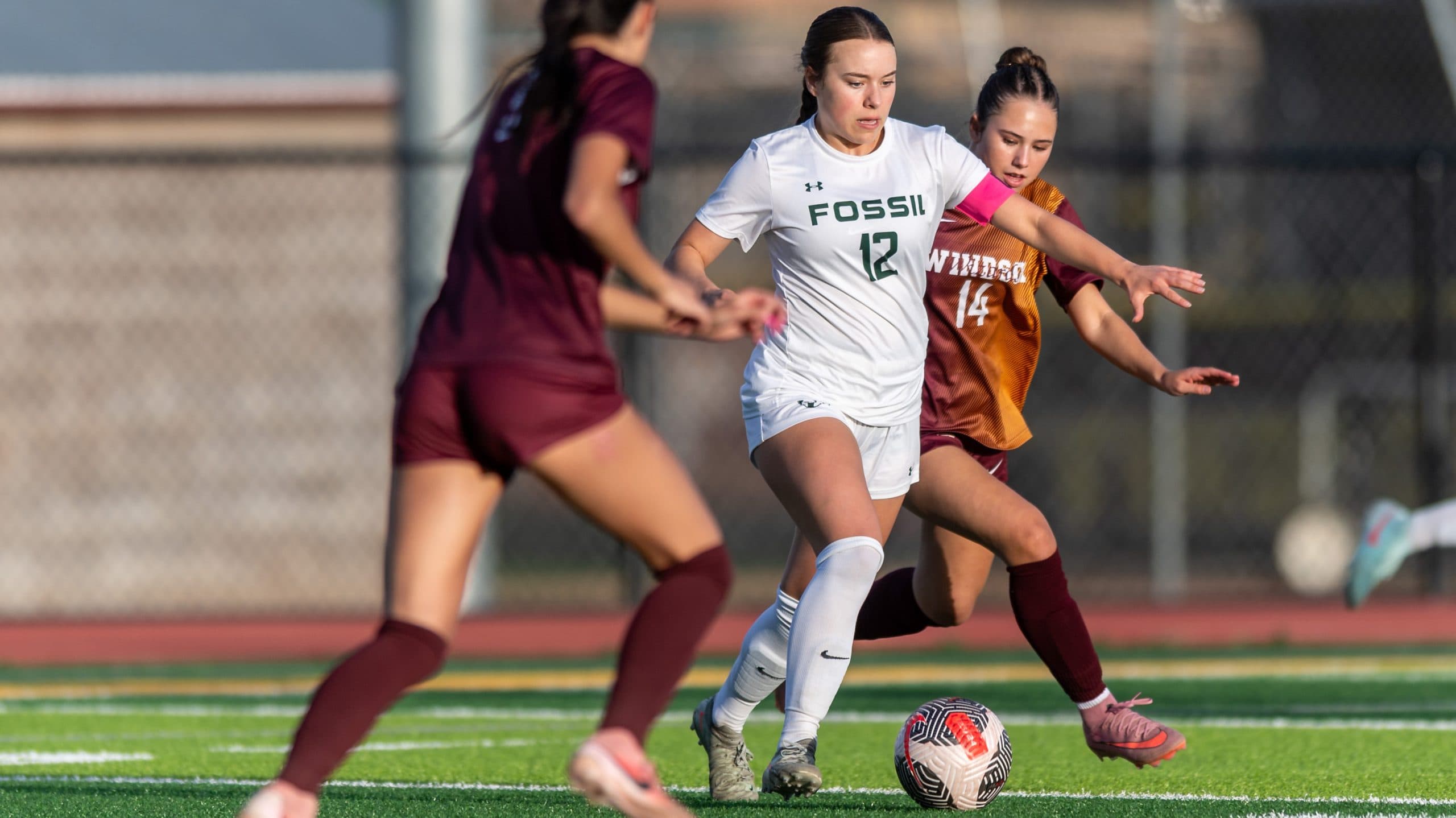 Reese Morgan of Fossil Ridge playing soccer
